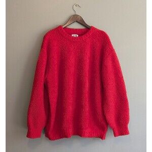 Future Collective Womens XL Red Chunky Sweater Knit Fuzzy Pullover Oversized
